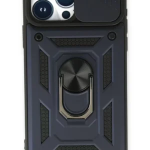 Newface İphone 15 Pro Kılıf Pars Lens Yüzüklü Silikon - Lacivert