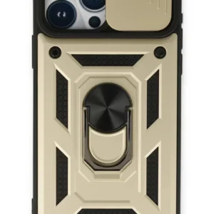 Newface İphone 15 Pro Kılıf Pars Lens Yüzüklü Silikon - Gold