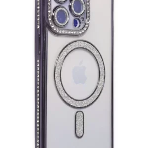 Newface İphone 15 Pro Max Kılıf Joke Simli Magneticsafe Kılıf - Derin Mor