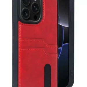 Newface İphone 15 Pro Max Kılıf Sara Kartvizitli Deri Kılıf - Kırmızı