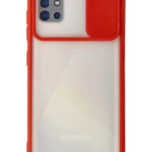 Newface Samsung Galaxy A71 Kılıf Palm Buzlu Kamera Sürgülü Silikon - Kırmızı