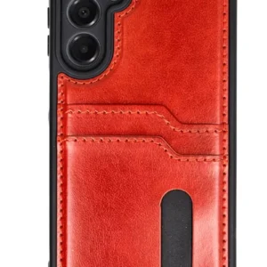 Newface Samsung Galaxy A55 5g Kılıf Sara Kartvizitli Deri Kılıf - Kırmızı