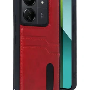 Newface Xiaomi Redmi 13c Kılıf Sara Kartvizitli Deri Kılıf - Kırmızı