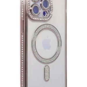 Newface İphone 15 Pro Max Kılıf Joke Simli Magneticsafe Kılıf - Pembe