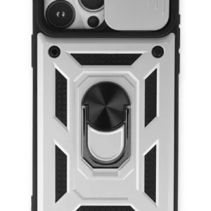 Newface İphone 15 Pro Kılıf Pars Lens Yüzüklü Silikon - Gümüş