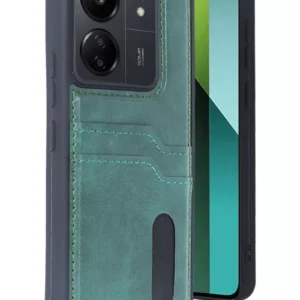 Newface Xiaomi Redmi 13c Kılıf Sara Kartvizitli Deri Kılıf - Koyu Yeşil