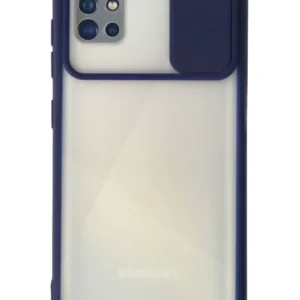 Newface Samsung Galaxy A71 Kılıf Palm Buzlu Kamera Sürgülü Silikon - Lacivert