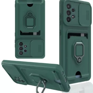 Newface Samsung Galaxy A72 Kılıf Zuma Kartvizitli Yüzüklü Silikon - Yeşil