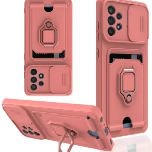 Newface Samsung Galaxy A72 Kılıf Zuma Kartvizitli Yüzüklü Silikon - Pembe