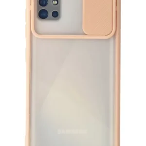 Newface Samsung Galaxy A71 Kılıf Palm Buzlu Kamera Sürgülü Silikon - Pembe