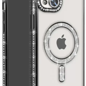 Newface İphone 15 Kılıf Joke Simli Magneticsafe Kılıf - Siyah