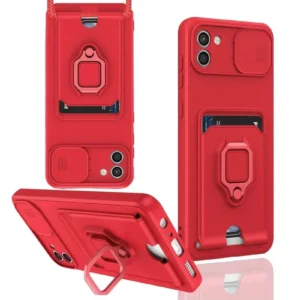 Newface Samsung Galaxy A03 Kılıf Zuma Kartvizitli Yüzüklü Silikon - Kırmızı