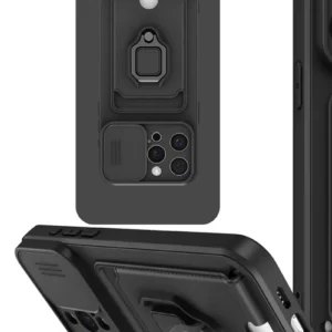 Newface İphone 15 Pro Kılıf Zuma Kartvizitli Yüzüklü Silikon - Siyah