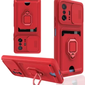 Newface Xiaomi Mi 11t Pro Kılıf Zuma Kartvizitli Yüzüklü Silikon - Kırmızı