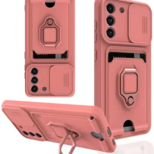 Newface Samsung Galaxy S21 Fe Kılıf Zuma Kartvizitli Yüzüklü Silikon - Pembe