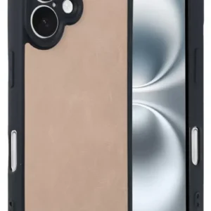 Newface İphone 16 Kılıf Aras Deri Kapak - Pudra