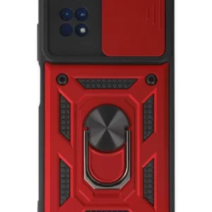 Newface Xiaomi Poco M4 Pro 4g Kılıf Pars Lens Yüzüklü Silikon - Kırmızı