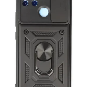 Newface Realme C25y Kılıf Pars Lens Yüzüklü Silikon - Siyah