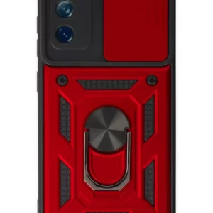 Newface Samsung Galaxy S20 Fe Kılıf Pars Lens Yüzüklü Silikon - Kırmızı