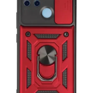 Newface Realme C25y Kılıf Pars Lens Yüzüklü Silikon - Kırmızı