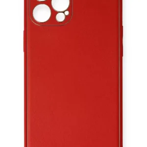 Newface İphone 12 Pro Max Kılıf Coco Deri Silikon Kapak - Kırmızı