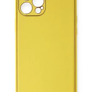 Newface İphone 12 Pro Kılıf Coco Deri Silikon Kapak - Sarı