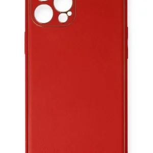 Newface İphone 12 Pro Kılıf Coco Deri Silikon Kapak - Kırmızı