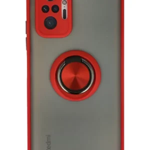 Newface Xiaomi Redmi Note 10 Pro Kılıf Montreal Yüzüklü Silikon Kapak - Kırmızı