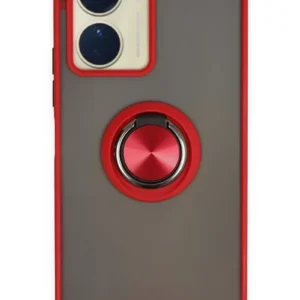 Newface Vivo Y16 Kılıf Montreal Yüzüklü Silikon Kapak - Kırmızı