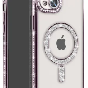 Newface İphone 15 Kılıf Joke Simli Magneticsafe Kılıf - Derin Mor