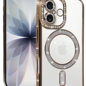 Newface Apple İphone 17 Joke Simli Magneticsafe Kılıf - Gold