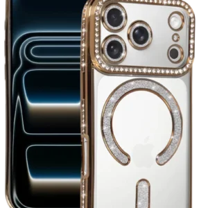Newface Apple İphone 17 Pro Joke Simli Magneticsafe Kılıf - Gold