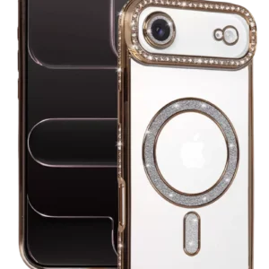 Newface Apple İphone 17 Air Joke Simli Magneticsafe Kılıf - Gold