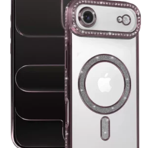 Newface Apple İphone 17 Air Joke Simli Magneticsafe Kılıf - Pembe