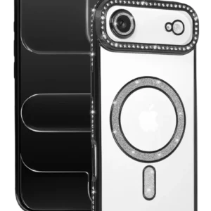 Newface Apple İphone 17 Air Joke Simli Magneticsafe Kılıf - Siyah