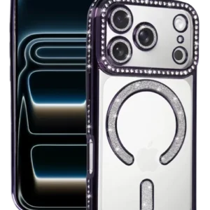 Newface Apple İphone 17 Pro Max Joke Simli Magneticsafe Kılıf - Derin Mor