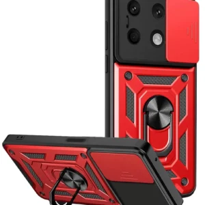 Newface Xiaomi Redmi Note 13 4g Kılıf Pars Lens Yüzüklü Silikon - Kırmızı