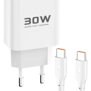 Joko Jk89 30w Type-c Çıkışlı Ekstra Dc67 1m Type-c To Type-c Kablolu Pd Şarj Cihazı - Beyaz