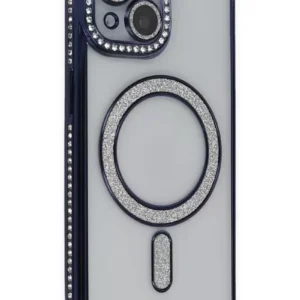 Newface İphone 14 Kılıf Joke Simli Magneticsafe Kılıf - Lacivert