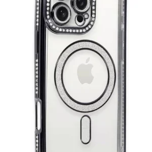 Newface İphone 16 Pro Max Kılıf Joke Simli Magneticsafe Kılıf - Gri