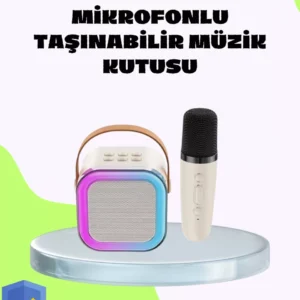 Taşınabilir Karaoke Mikrofon Seti Bluetooth Hoparlörlü
