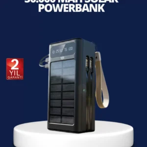 Güneş Panelli Powerbank Led Işıklı Taşınabilir Şarj Cihazı