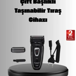 Şarjlı Kablosuz Tıraş Makinesi Çift Başlık Kuru Tıraş Ergonomik Taşınabilir