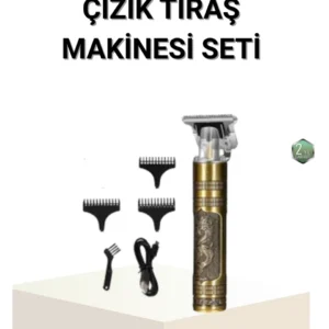 T Bıçaklı Profesyonel Çizik Tıraş Makinesi Seti – 120 Dakika Kullanım, Şarjlı & Kablolu