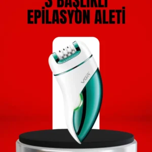 3'ü 1 Arada Epilatör Su Geçirmez Metal Başlıklı Led Işıklı 90 Dakika Şarjlı