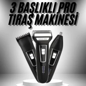 3'lü Set Saç Sakal Kesme Traş Makinesi Burun Kılı Alma Tıraş Makinesi