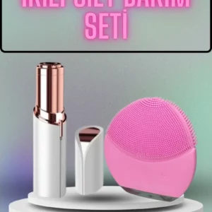 Kaş Bıyık Ve Yüz Epilasyon Aleti Ve Titreşimli Yüz Temizleme Masaj Aleti İkili Set