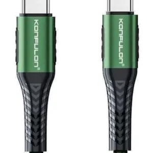 Konfulon Dc43 Type-c To Type-c 1m Örgü 60w Hızlı Şarj Kablo - Yeşil