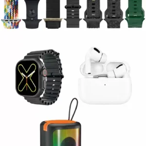 Karler Bass K28 Kombo 7 Adet Kordon Akıllı Saat Airpods Kulaklık Kablosuz Hoparlör Set - Siyah