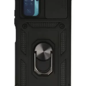 Newface Xiaomi Redmi Note 10 Kılıf Pars Lens Yüzüklü Silikon - Siyah